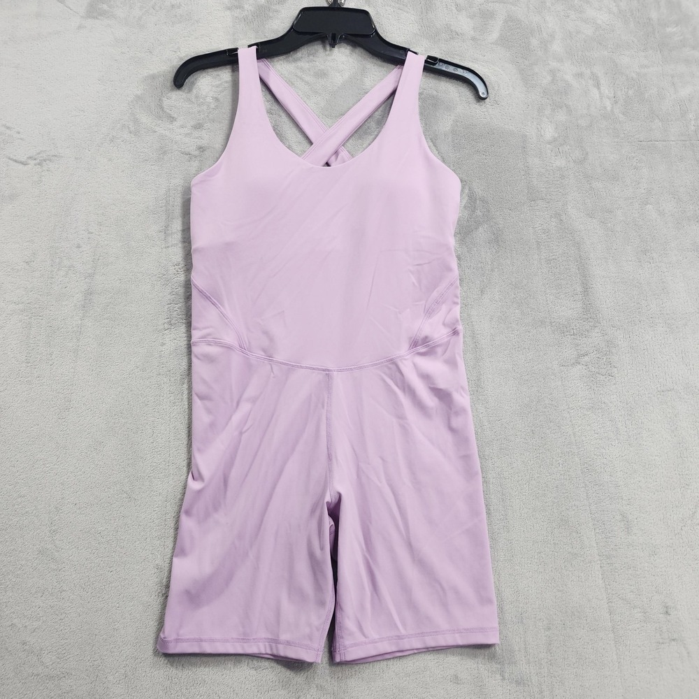 Avia Romper Womens M Purple Scoop Neck Crossback Bodysuit Athletic Stretch Gym